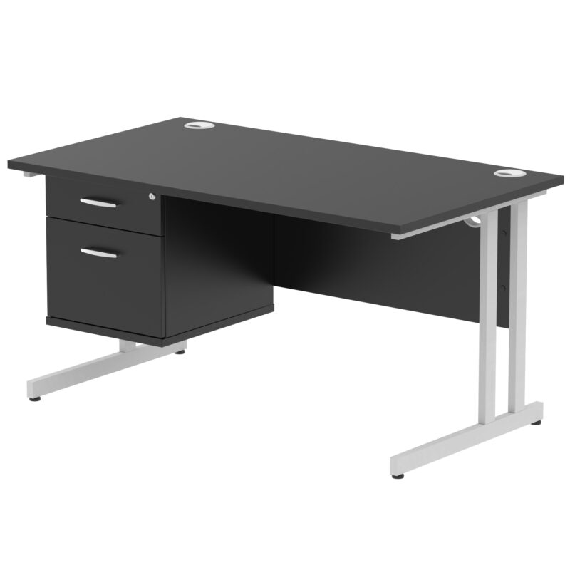 Pace 1400mm Cantilever Straight Desk With Single Fixed Pedestal - Image 119