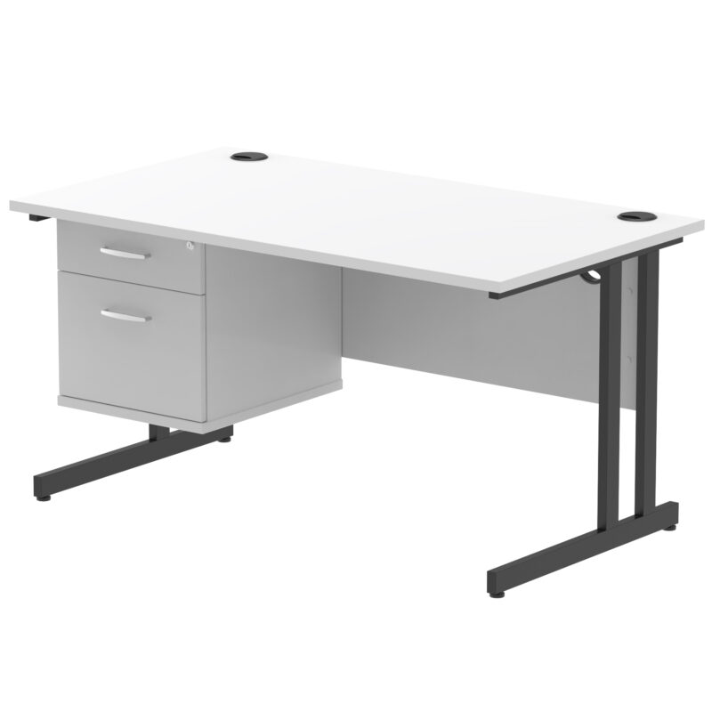 Pace 1400mm Cantilever Straight Desk With Single Fixed Pedestal - Image 126