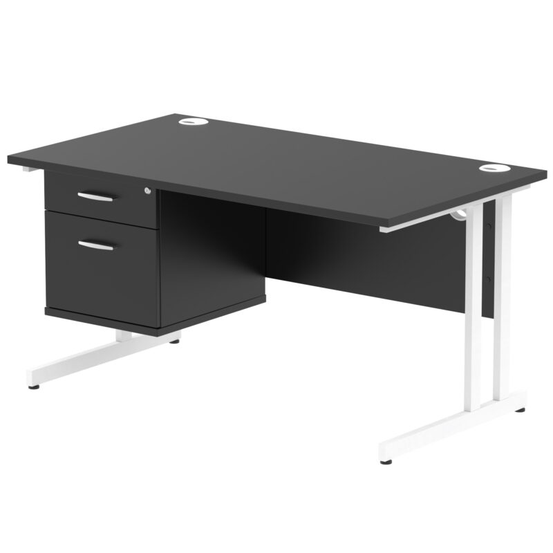 Pace 1400mm Cantilever Straight Desk With Single Fixed Pedestal - Image 128