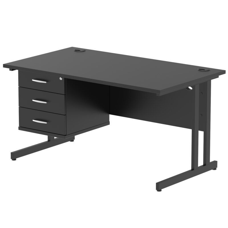 Pace 1400mm Cantilever Straight Desk With Single Fixed Pedestal - Image 130