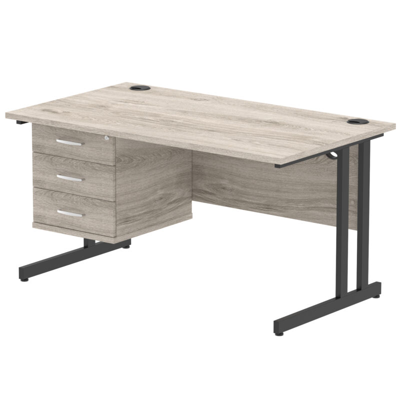 Pace 1400mm Cantilever Straight Desk With Single Fixed Pedestal - Image 131