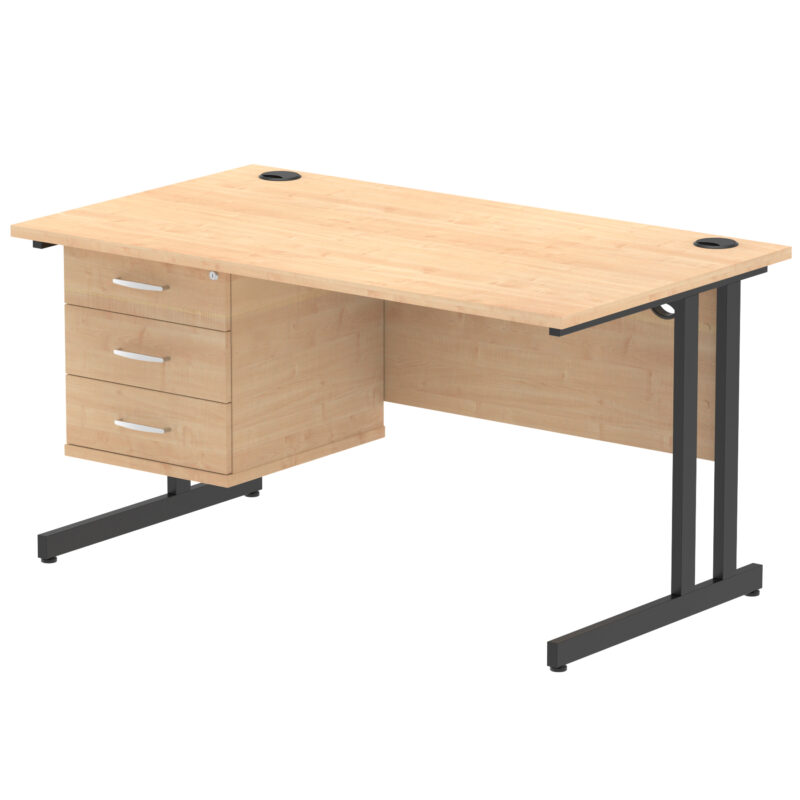 Pace 1400mm Cantilever Straight Desk With Single Fixed Pedestal - Image 132