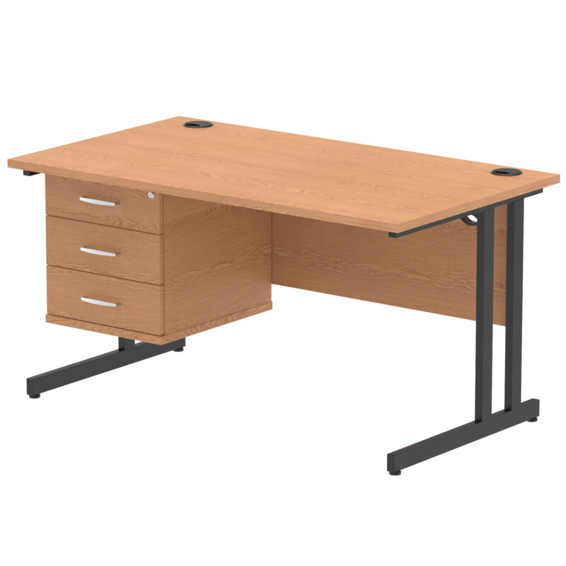 Pace 1400mm Cantilever Straight Desk With Single Fixed Pedestal - Image 133