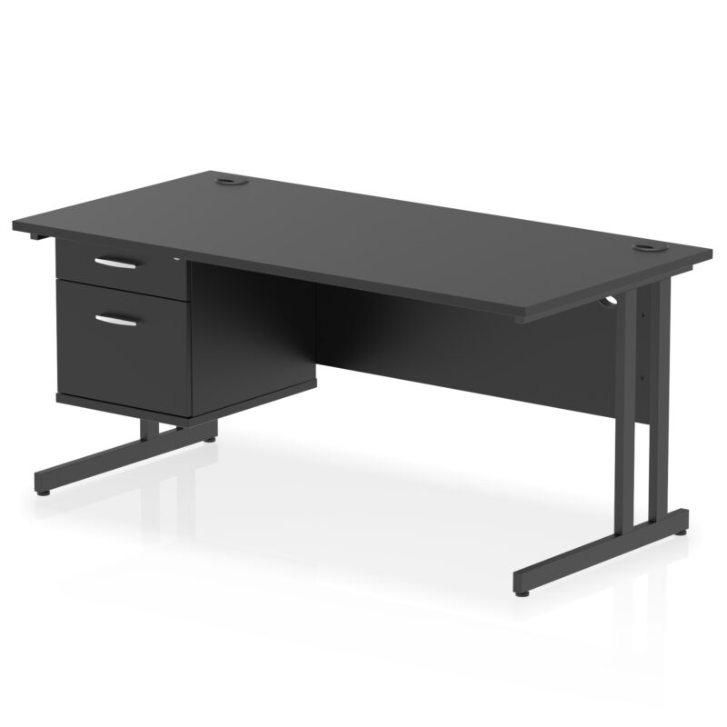 Pace 1600mm Cantilever Straight Desk With Single Fixed Pedestal - Image 48