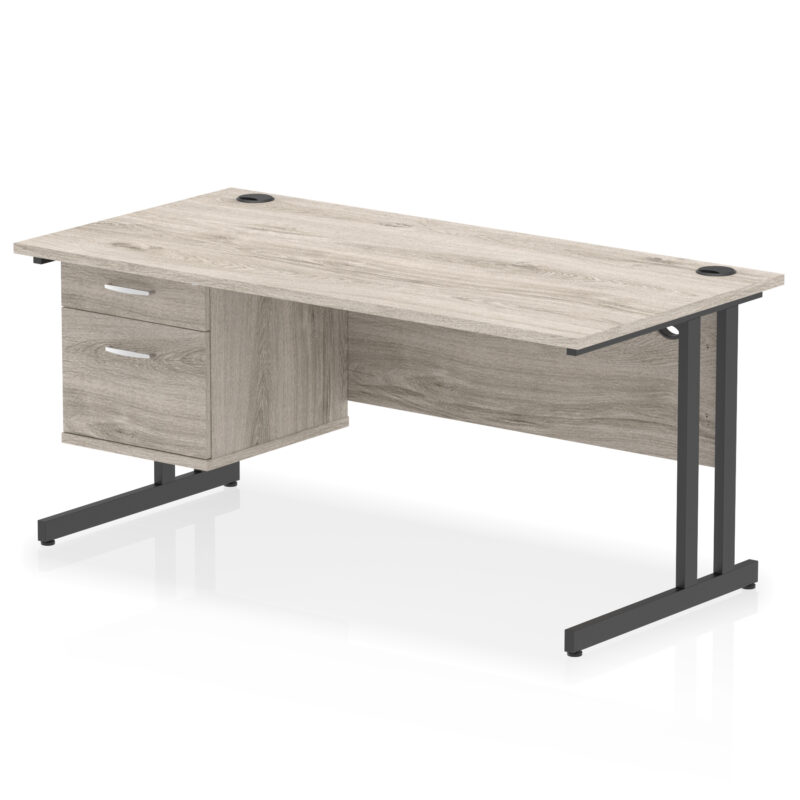 Pace 1600mm Cantilever Straight Desk With Single Fixed Pedestal - Image 49