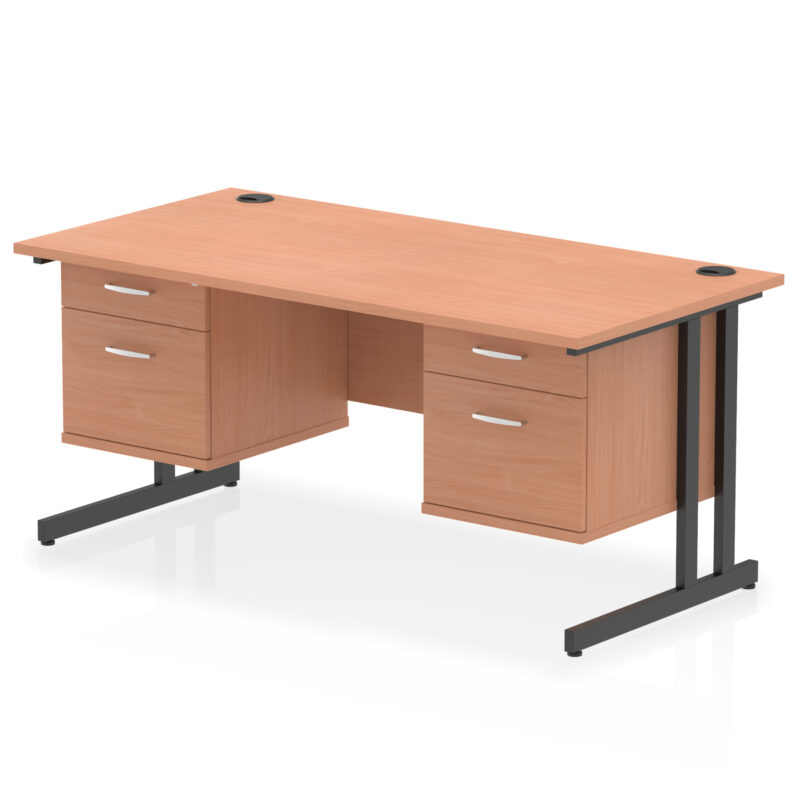 Pace 1600mm Cantilever Straight Desk With Two Fixed Pedestal - Image 49