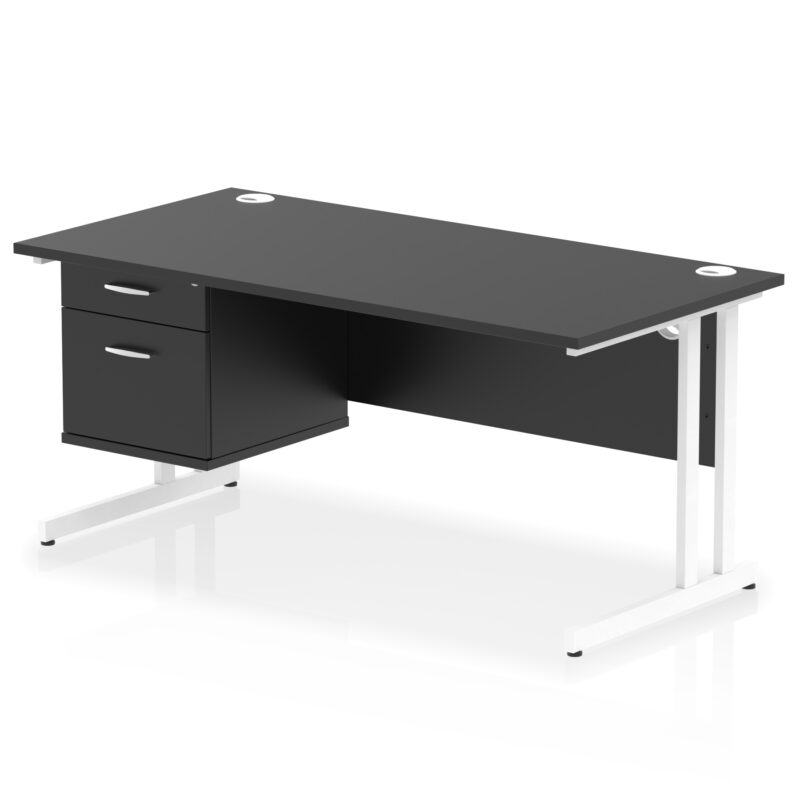 Pace 1600mm Cantilever Straight Desk With Single Fixed Pedestal - Image 54