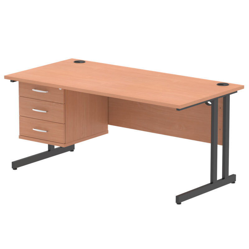 Pace 1600mm Cantilever Straight Desk With Single Fixed Pedestal - Image 55