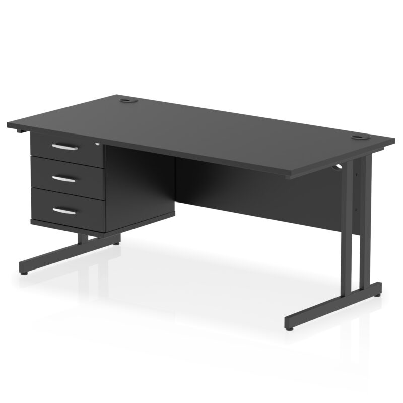 Pace 1600mm Cantilever Straight Desk With Single Fixed Pedestal - Image 56