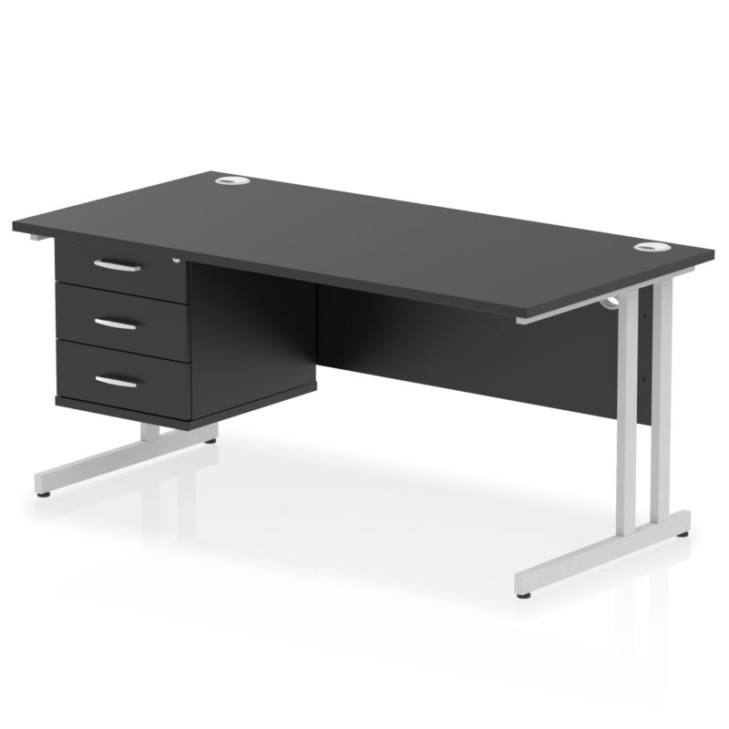 Pace 1600mm Cantilever Straight Desk With Single Fixed Pedestal - Image 46