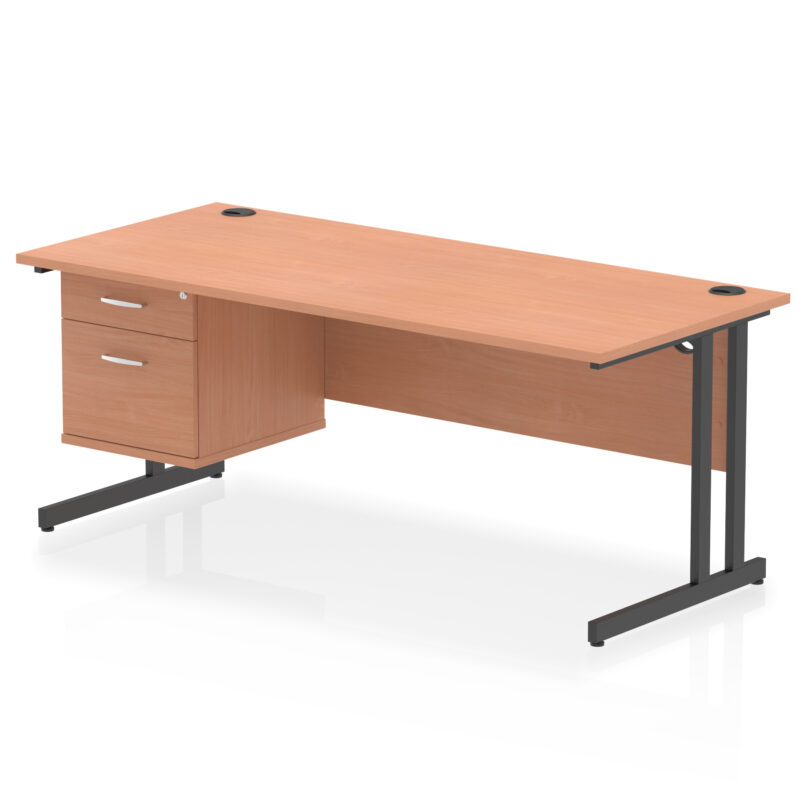 Pace 1800mm Cantilever Straight Desk With Single Fixed Pedestal - Image 47