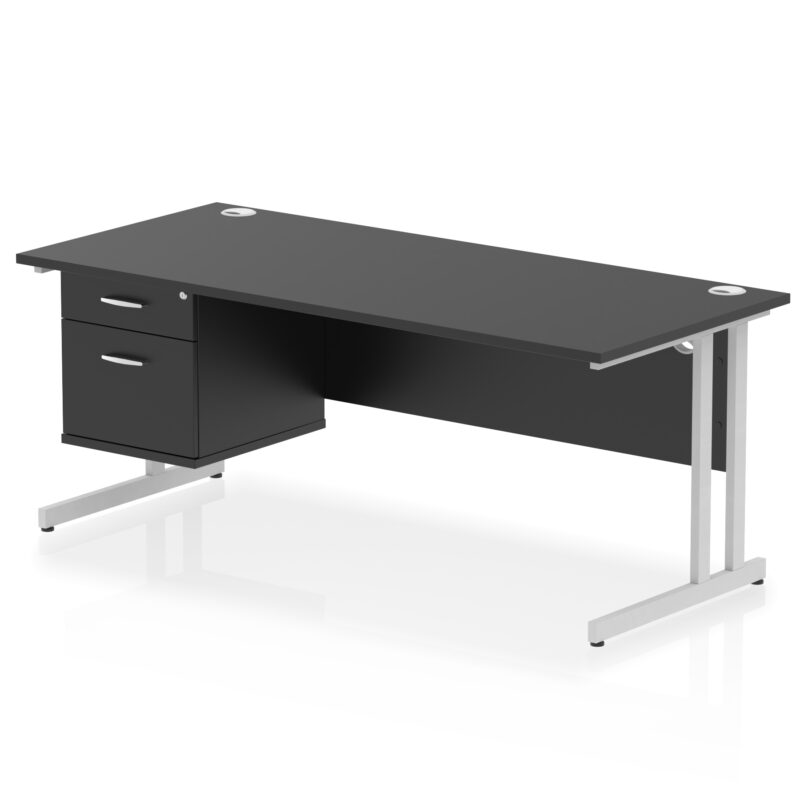Pace 1800mm Cantilever Straight Desk With Single Fixed Pedestal - Image 45