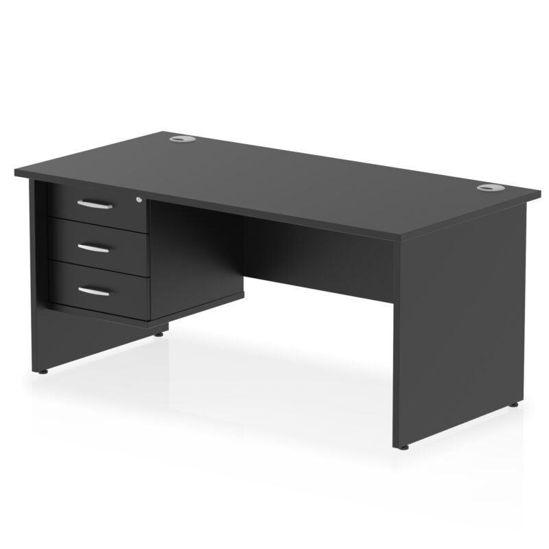 Pace 1600mm Panel End Straight Desk With Single Fixed Pedestal - Image 32