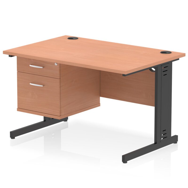 Pace 1200mm Cable Managed Straight Desk With Single Fixed Pedestal - Image 45