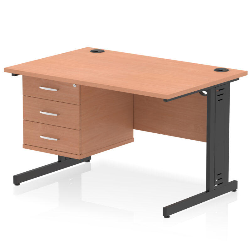 Pace 1200mm Cable Managed Straight Desk With Single Fixed Pedestal - Image 54