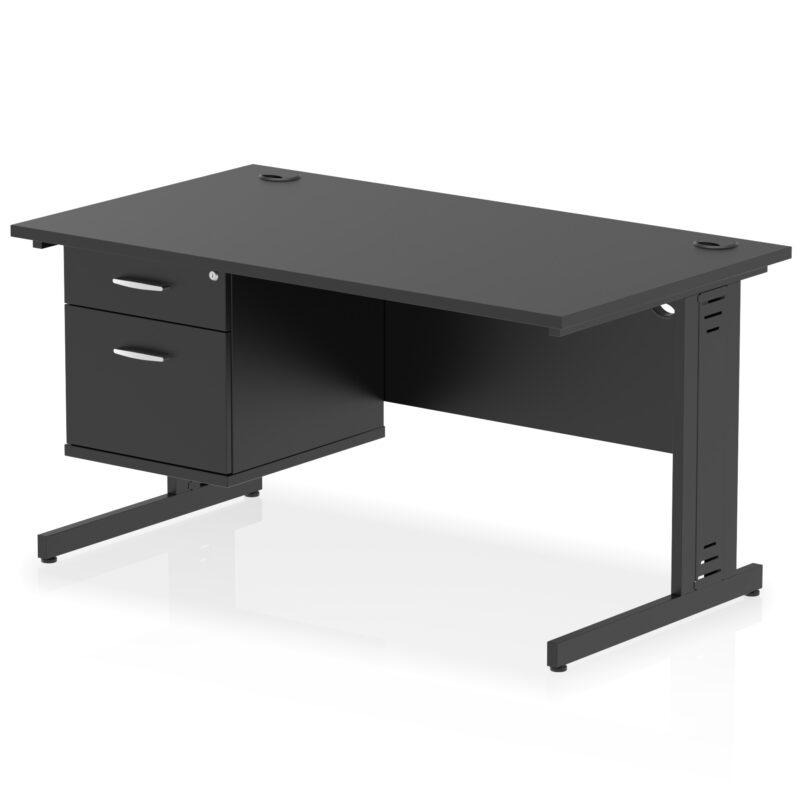 Pace 1400mm Cable Managed Straight Desk With Single Fixed Pedestal - Image 46