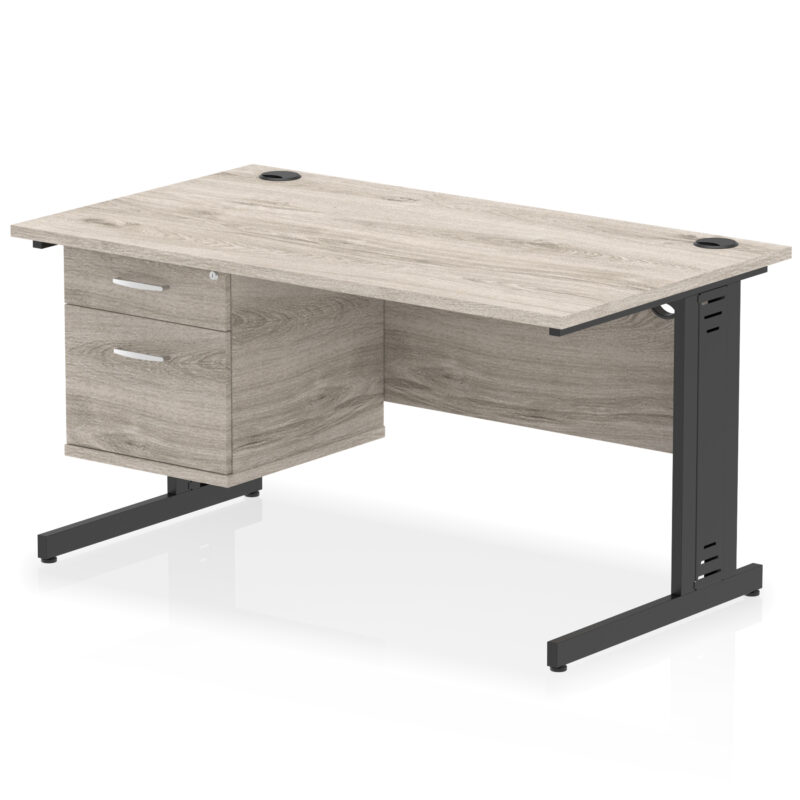 Pace 1400mm Cable Managed Straight Desk With Single Fixed Pedestal - Image 47