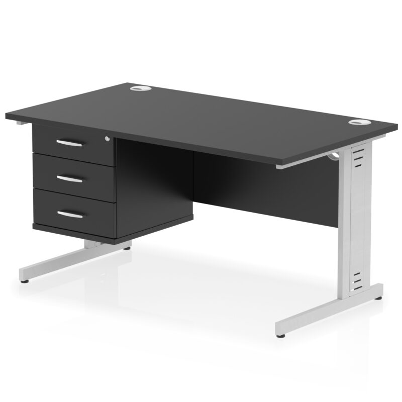 Pace 1400mm Cable Managed Straight Desk With Single Fixed Pedestal - Image 57