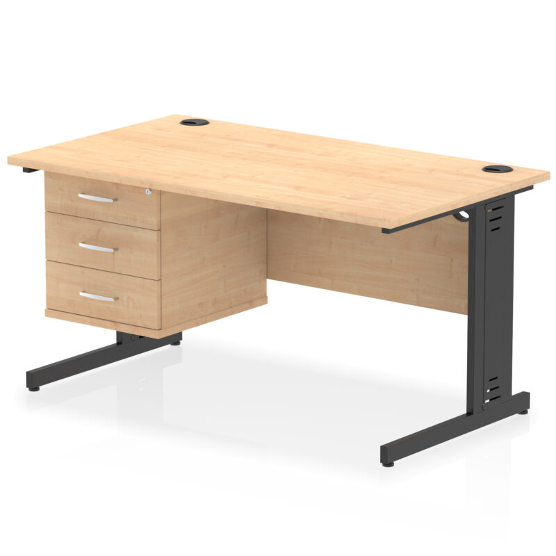 Pace 1400mm Cable Managed Straight Desk With Single Fixed Pedestal - Image 58