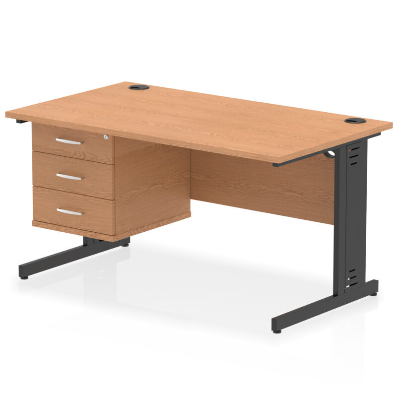 Pace 1400mm Cable Managed Straight Desk With Single Fixed Pedestal - Image 59