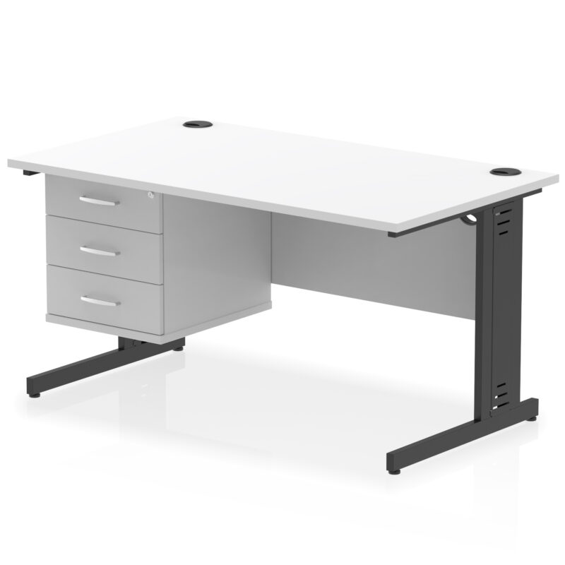 Pace 1400mm Cable Managed Straight Desk With Single Fixed Pedestal - Image 60