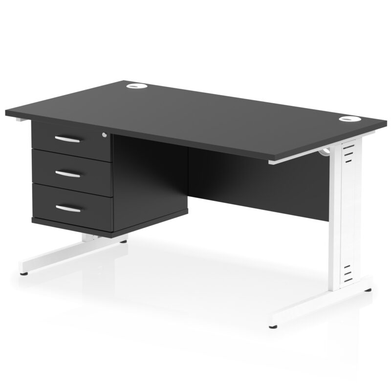 Pace 1400mm Cable Managed Straight Desk With Single Fixed Pedestal - Image 62