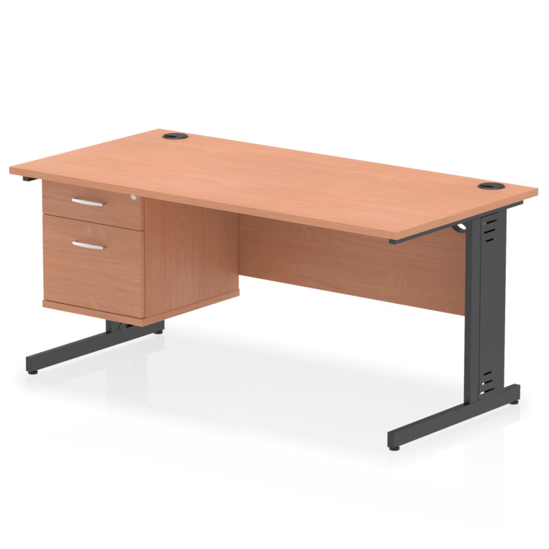 Pace 1600mm Cable Managed Straight Desk With Single Fixed Pedestal - Image 45