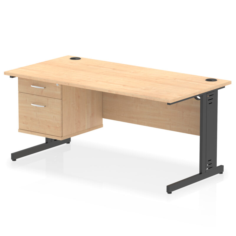 Pace 1600mm Cable Managed Straight Desk With Single Fixed Pedestal - Image 49