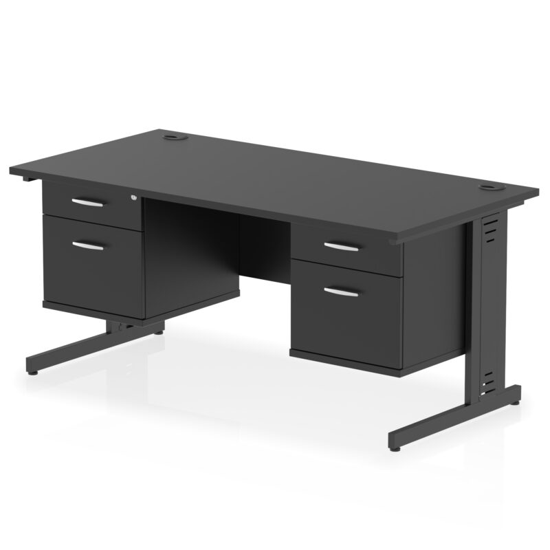 Pace 1600mm Cable Managed Straight Desk With Two Fixed Pedestal - Image 48