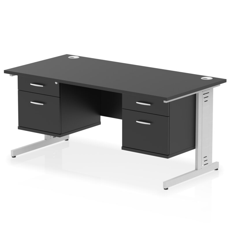 Pace 1600mm Cable Managed Straight Desk With Two Fixed Pedestal - Image 50