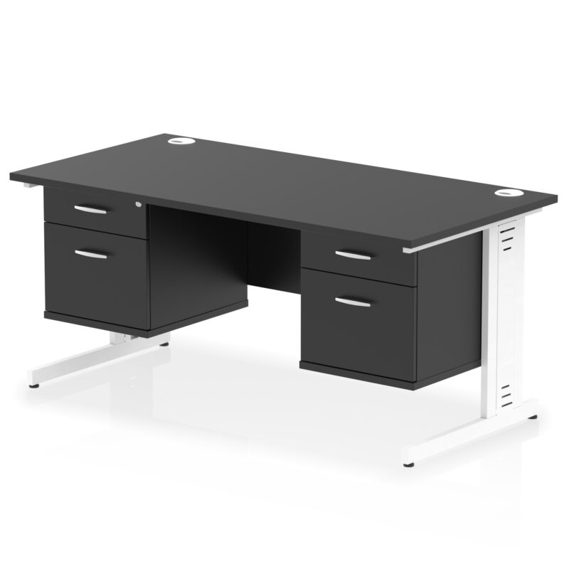 Pace 1600mm Cable Managed Straight Desk With Two Fixed Pedestal - Image 55