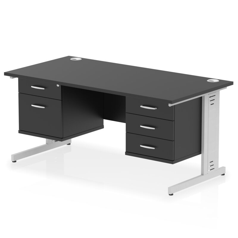 Pace 1600mm Cable Managed Straight Desk With Two Fixed Pedestal - Image 59