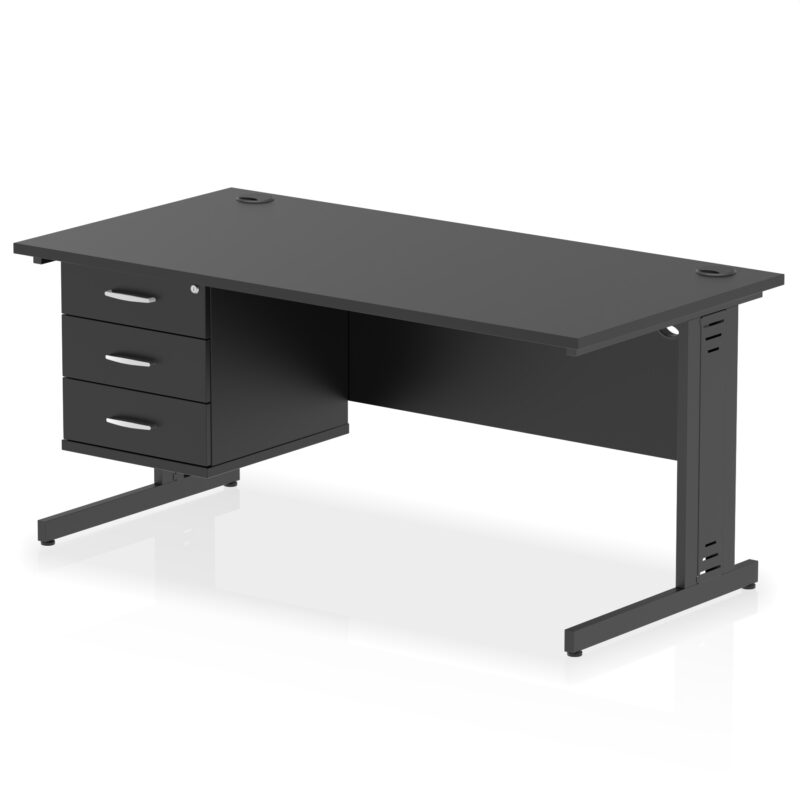 Pace 1600mm Cable Managed Straight Desk With Single Fixed Pedestal - Image 55