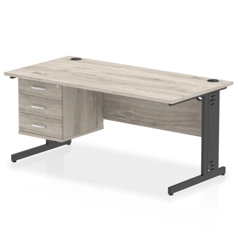 Pace 1600mm Cable Managed Straight Desk With Single Fixed Pedestal - Image 56