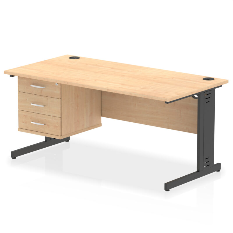 Pace 1600mm Cable Managed Straight Desk With Single Fixed Pedestal - Image 58