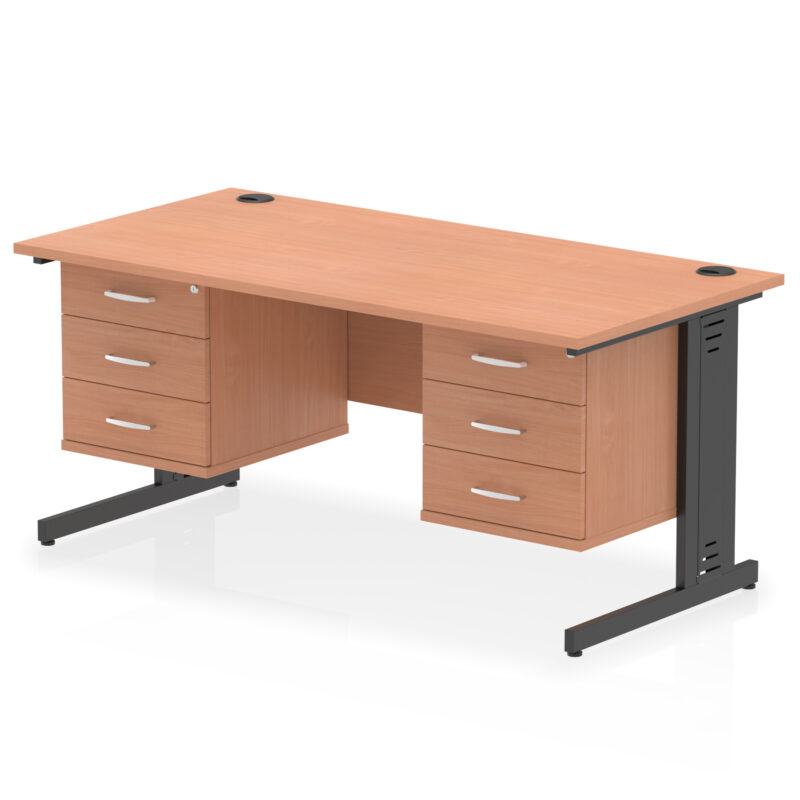 Pace 1600mm Cable Managed Straight Desk With Two Fixed Pedestal - Image 65