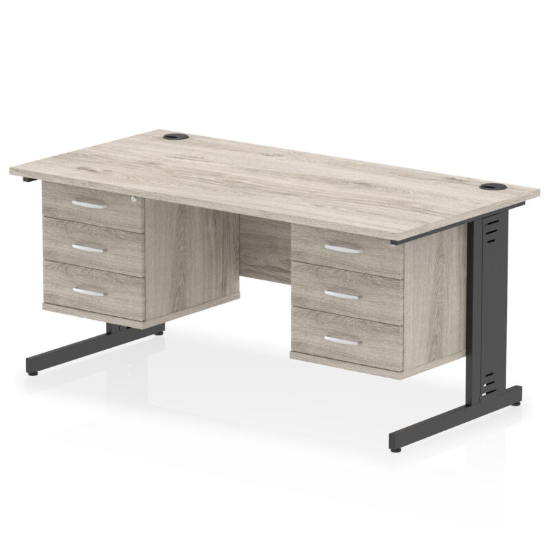 Pace 1600mm Cable Managed Straight Desk With Two Fixed Pedestal - Image 67