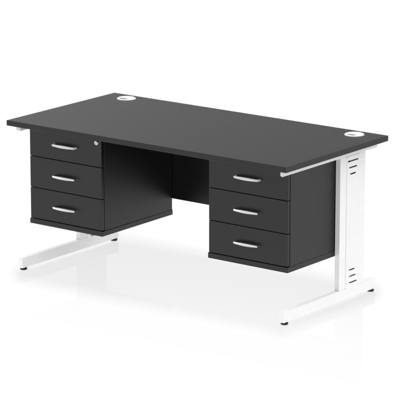 Pace 1600mm Cable Managed Straight Desk With Two Fixed Pedestal - Image 73