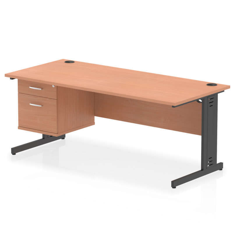 Pace 1800mm Cable Managed Straight Desk With Single Fixed Pedestal - Image 45