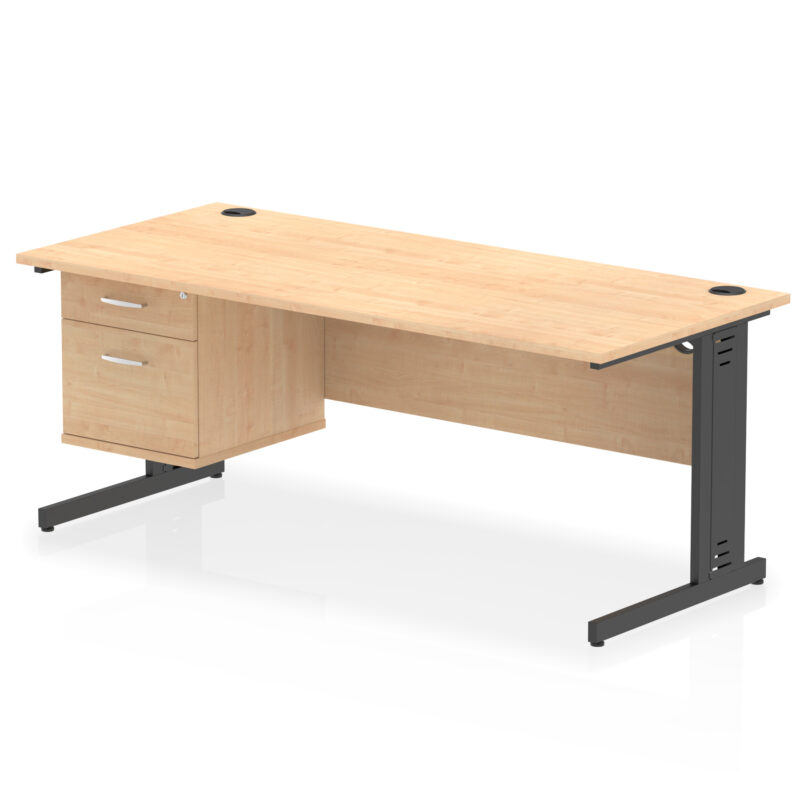 Pace 1800mm Cable Managed Straight Desk With Single Fixed Pedestal - Image 49