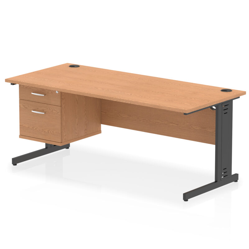 Pace 1800mm Cable Managed Straight Desk With Single Fixed Pedestal - Image 50