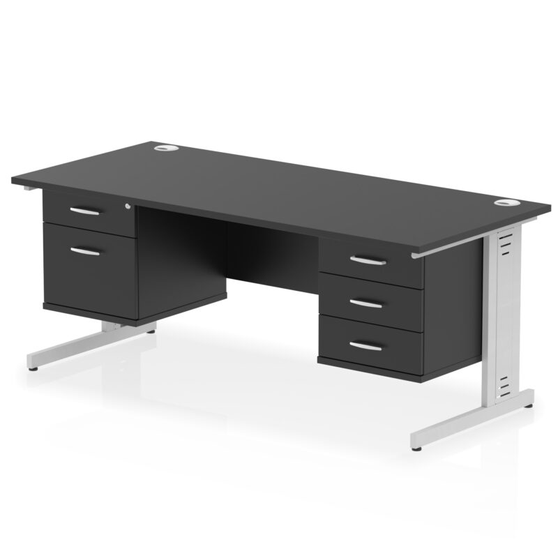 Pace 1800mm Cable Managed Straight Desk With Two Fixed Pedestal - Image 59
