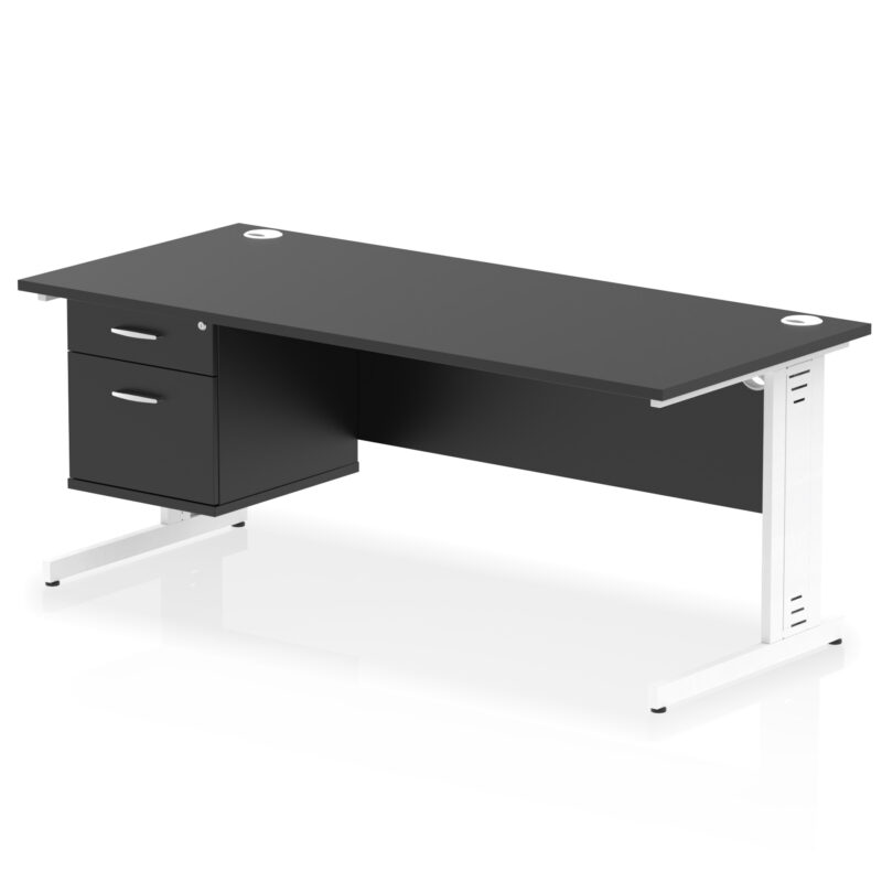 Pace 1800mm Cable Managed Straight Desk With Single Fixed Pedestal - Image 53