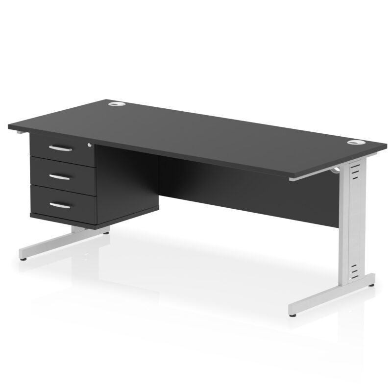 Pace 1800mm Cable Managed Straight Desk With Single Fixed Pedestal - Image 57