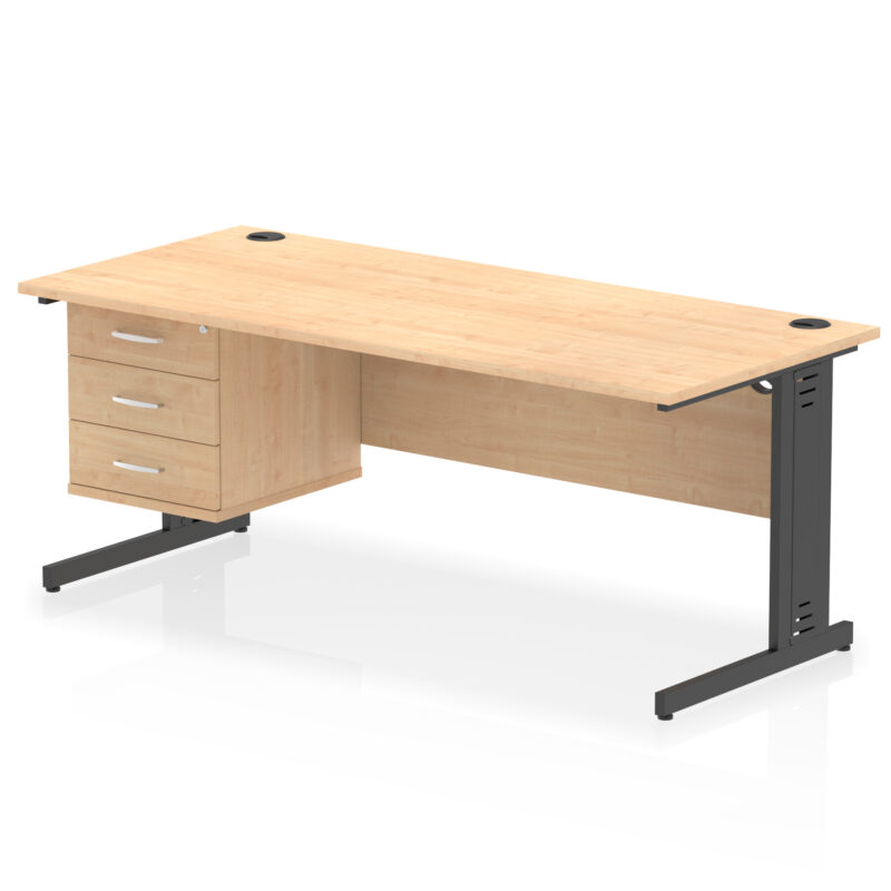Pace 1800mm Cable Managed Straight Desk With Single Fixed Pedestal - Image 58