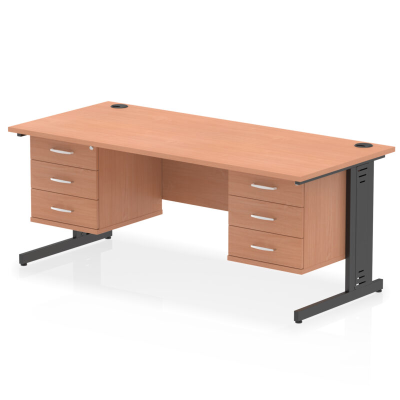 Pace 1800mm Cable Managed Straight Desk With Two Fixed Pedestal - Image 65