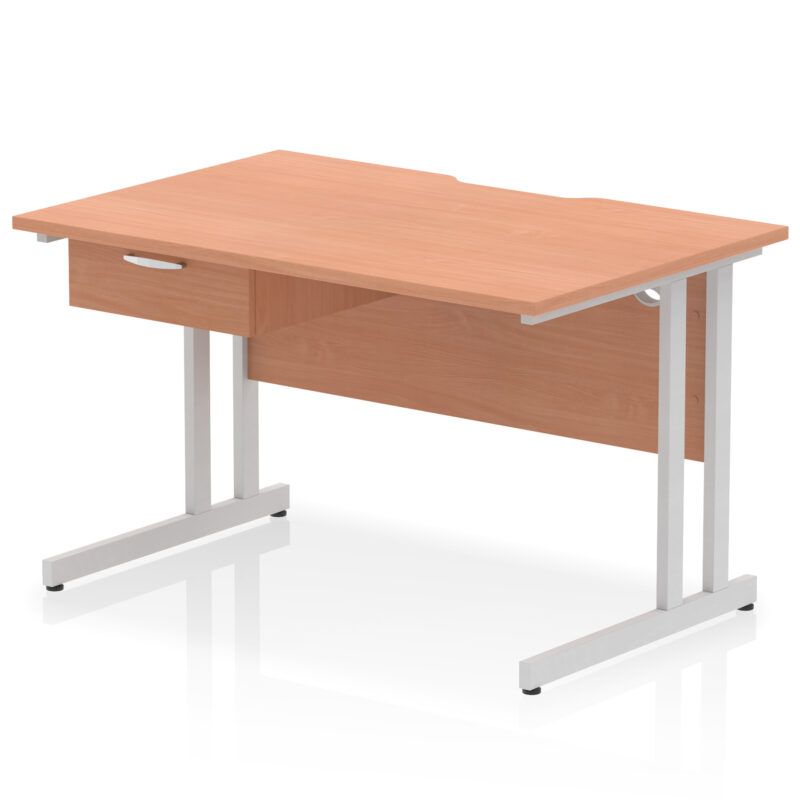 Pace Scalloped Edge Cantilever Straight Desk With Single One Drawer Fixed Pedestal - Image 19