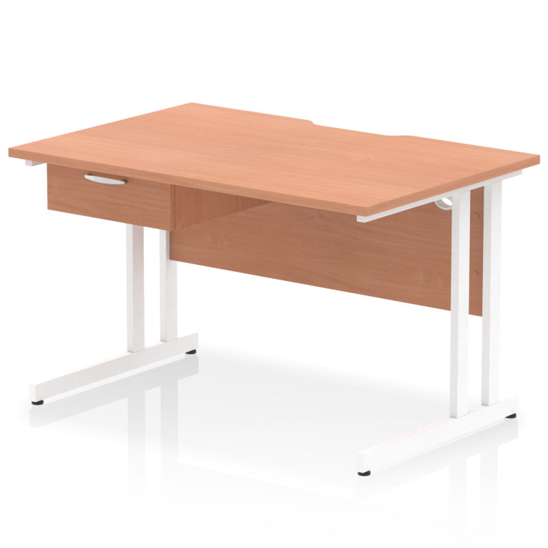 Pace Scalloped Edge Cantilever Straight Desk With Single One Drawer Fixed Pedestal - Image 40