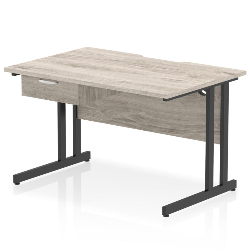 Pace Scalloped Edge Cantilever Straight Desk With Single One Drawer Fixed Pedestal - Image 2