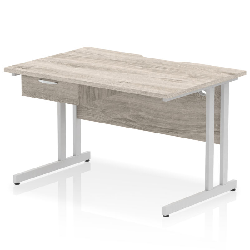Pace Scalloped Edge Cantilever Straight Desk With Single One Drawer Fixed Pedestal - Image 20